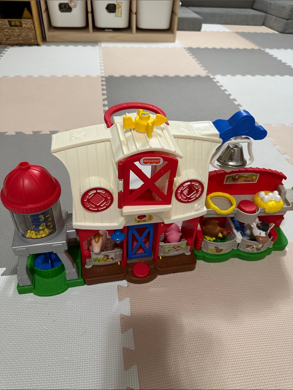 Fisher-Price Red White Blue Multi-Color Interactive Barn Playset